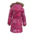 Пальто-пуховик HUPPA YASMINE 12020055-73263-104 Фуксія з принтом
