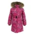 Пальто-пуховик HUPPA YASMINE 12020055-73263-104 Фуксія з принтом